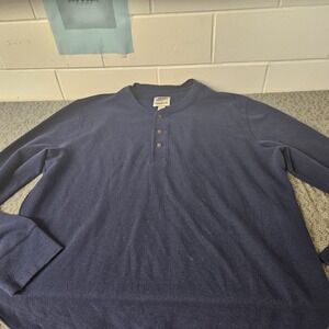 Lands End Blake Shelton Shirt Mens Large‎ Blue Henley Long Sleeve